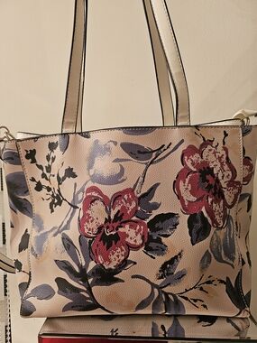 COMPANY Floral Tote Bag in Blush with Red Accent